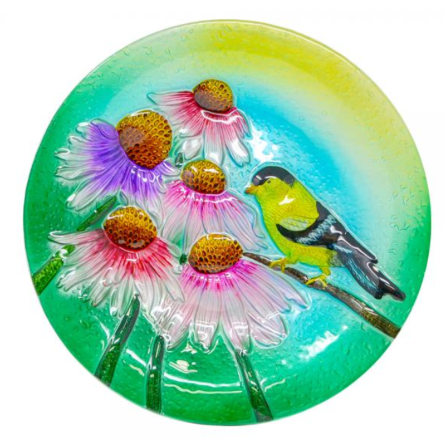 Goldfinch Glass Bird Bath