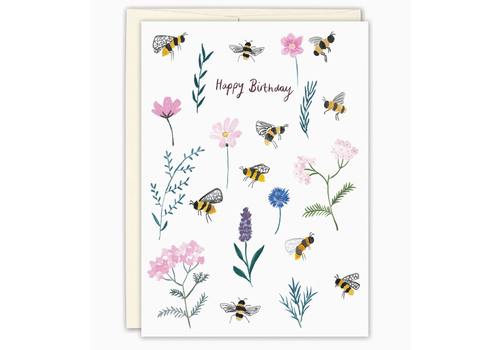  Biely & Shoaf Bumblebees & Flowers Birthday Card 