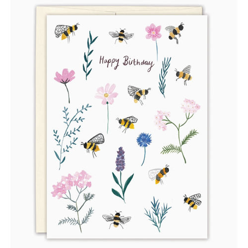  Biely & Shoaf Bumblebees & Flowers Birthday Card 