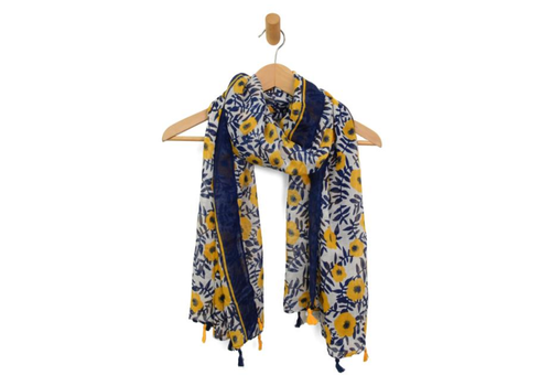  Joy Accessories Yellow Poppy Tassel Scarf 