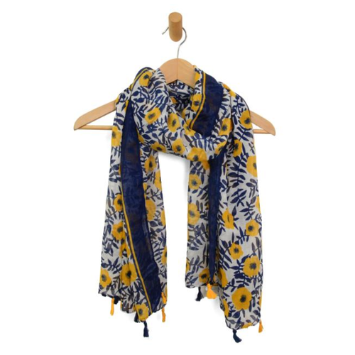  Joy Accessories Yellow Poppy Tassel Scarf 