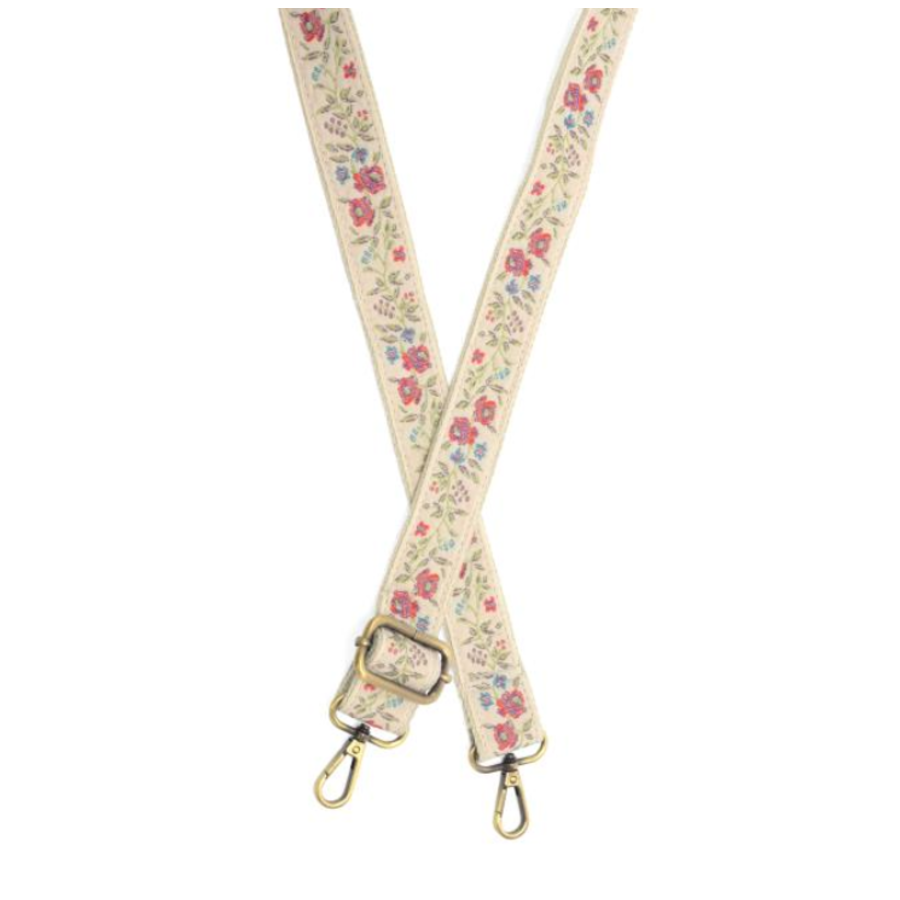 1.2" Pink Trailing Floral Guitar Strap