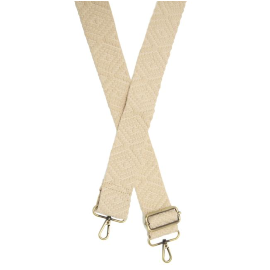 2" Off-White Simple Geometric Woven Guitar Strap