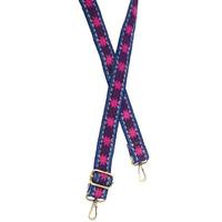 1.25" Crocheted Floral Guitar Strap Fuchsia