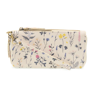 Vegan Leather Floral Zip Around Wristlet