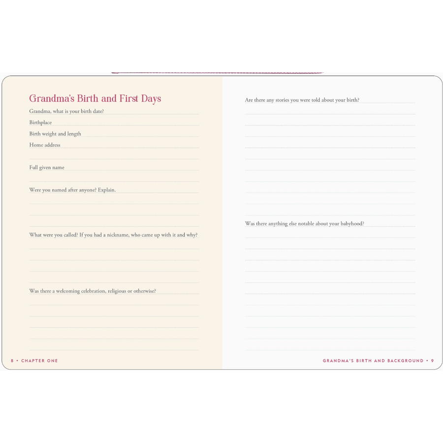 Grandma's Story Keepsake Memory Journal