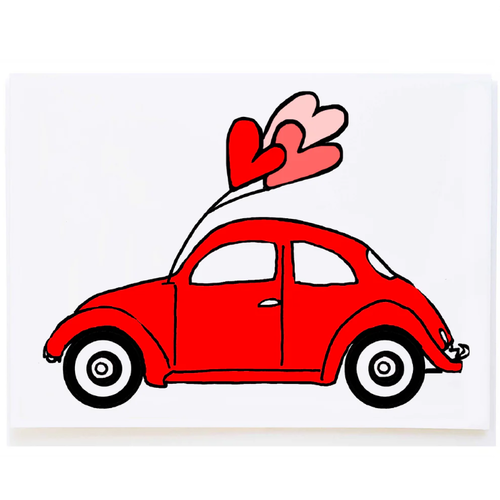  Molly O Red Car with Heart Balloons Card 