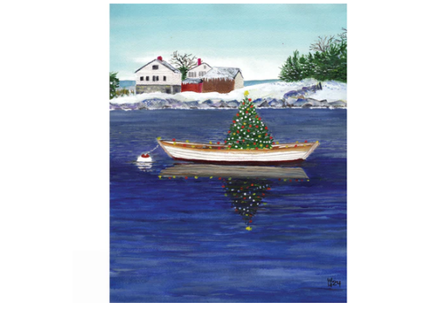  Wendy Hazen Gift Card Christmas Tree Rowboat 