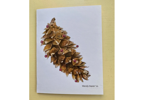  Wendy Hazen Gift Card Pine Cone with Cranberries 