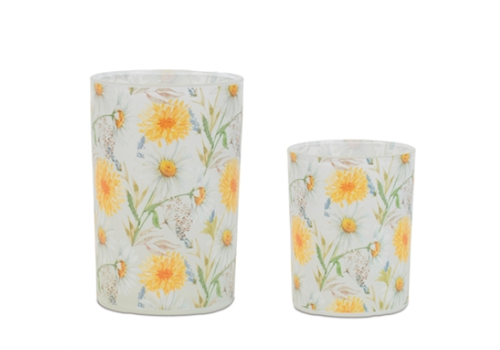  Melrose International, LLC Yellow & White Flowers Candle Holder 
