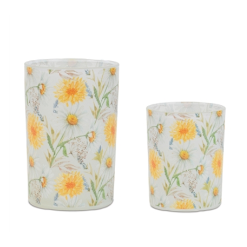  Melrose International, LLC Yellow & White Flowers Candle Holder 