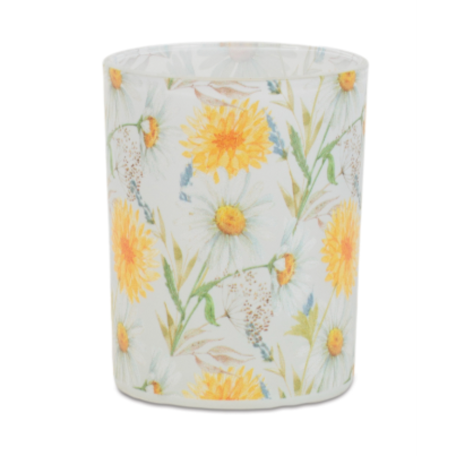 Yellow & White Flowers Candle Holder