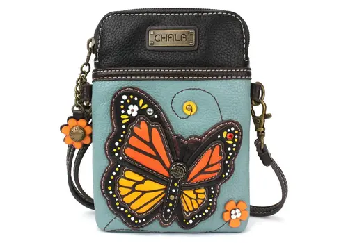  Chala Handbags Cell Phone Crossbody Monarch BFly 