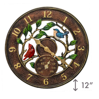 12" Backyard Birds Thermometer/Clock