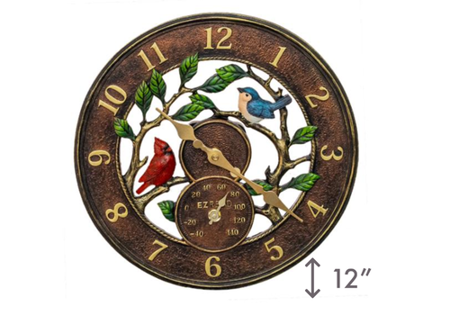  Headwind Consumer Products 12" Backyard Birds Thermometer/Clock 