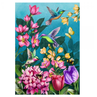Springtime Hummingbirds House Flag