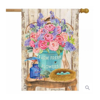 Farm Fresh Peonies House Flag