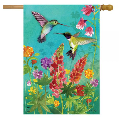  Hummingbird Greeting House Flag 
