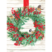Chickadees in Wreath Holiday Card