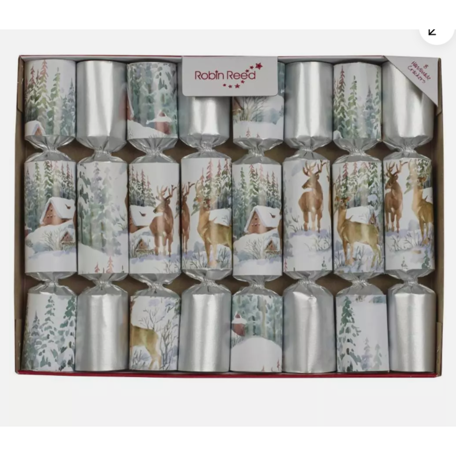 Deer Christmas Silver Party Crackers