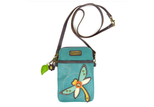  Chala Handbags Cell Phone Crossbody Dragonfly Turquoise 