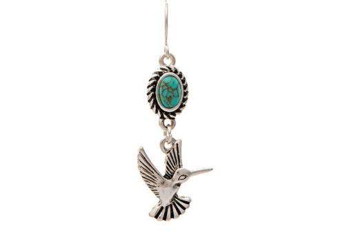  Rain Jewelry Collection Silver Turquoise Accent Hummingbird Earrings 