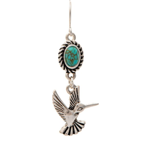  Rain Jewelry Collection Silver Turquoise Accent Hummingbird Earrings 