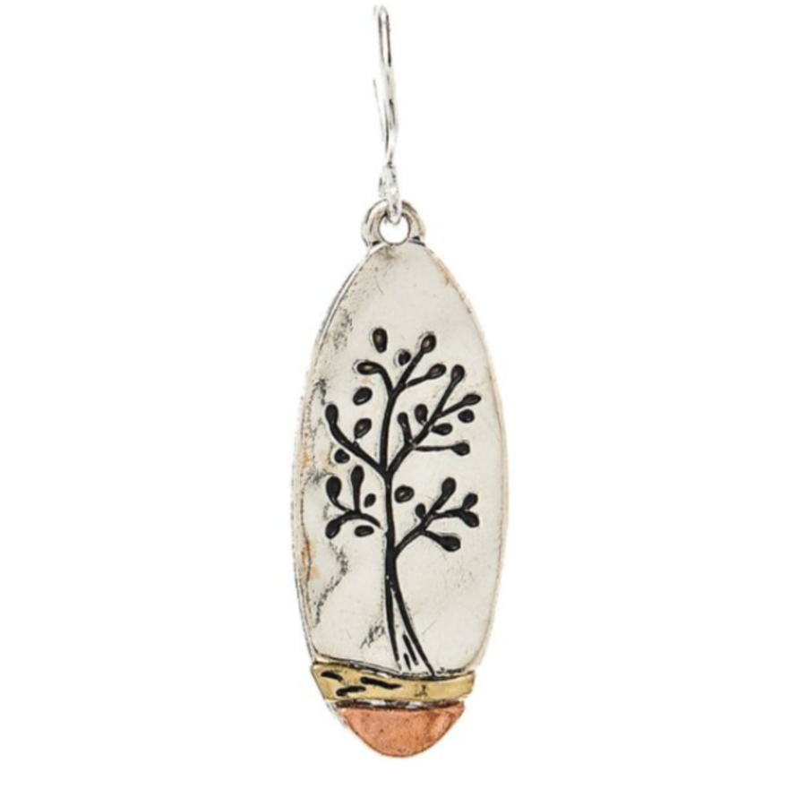 Silver Multi Engraved Tree Earrings