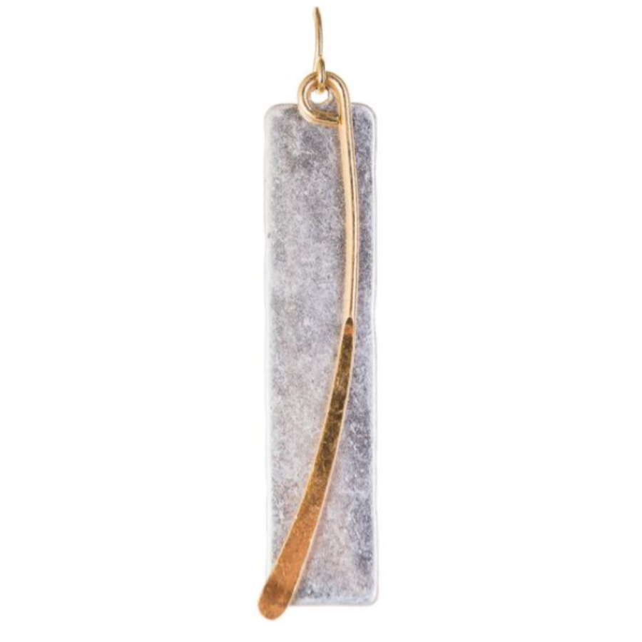 Two Tone Bar Swoop Earrings