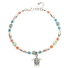 Rain Jewelry Collection Silver Blue Multicolored Bead Turtle Anklet