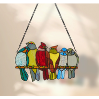 Birds in Love Stained Glass Window Panel