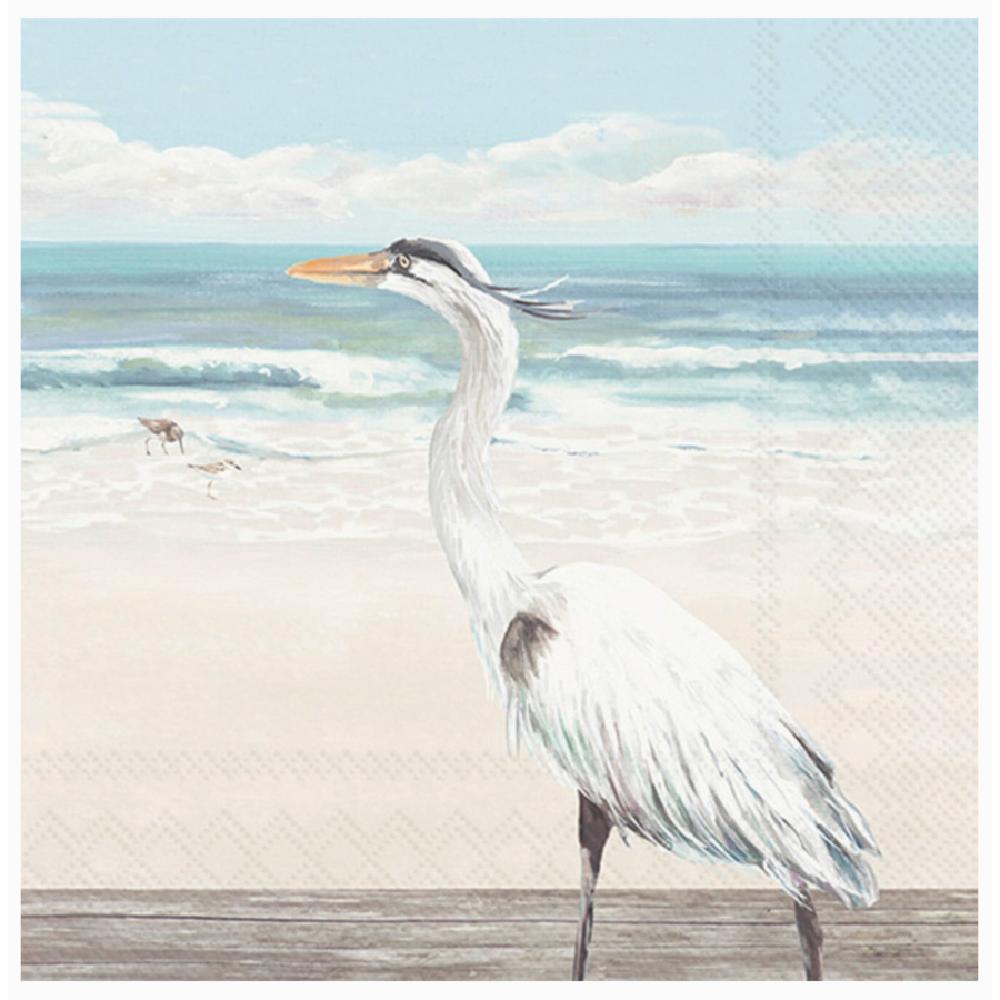 Paper Cocktail Napkins Egret on the Beach