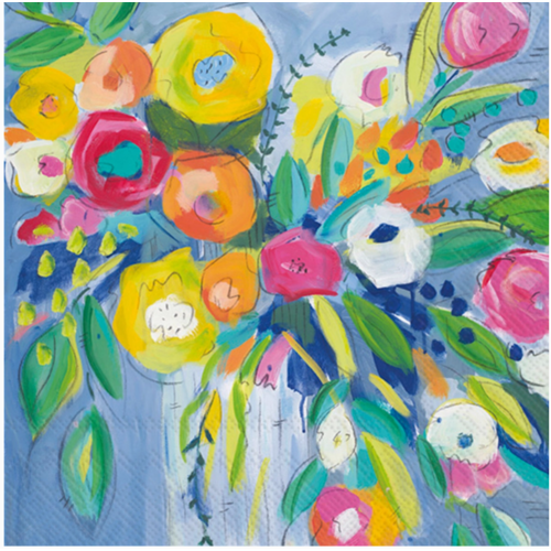  Boston International Paper Cocktail Napkins Cheerful Blossoms 