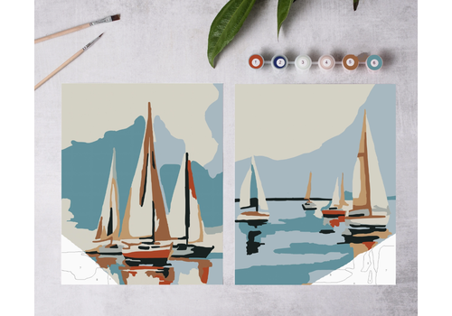  Cate Paper Co. Sailboats At Sea Paint-By-Numbers Kit 