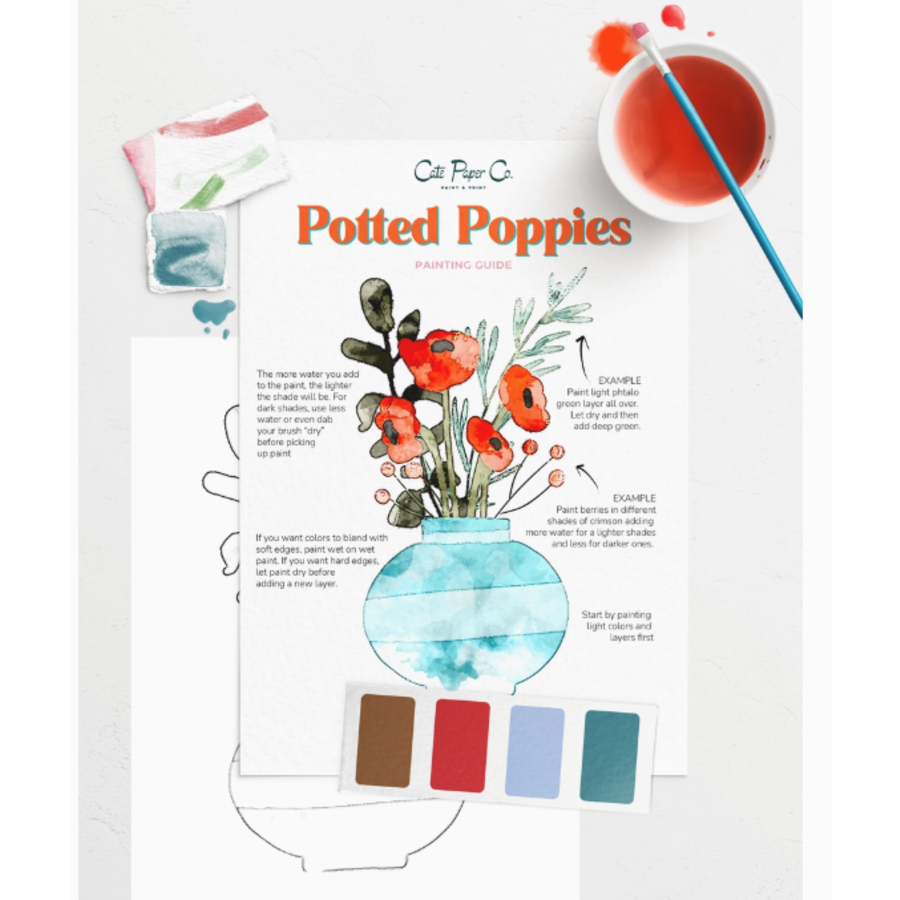 Potted Poppies Watercolor Painting Kit