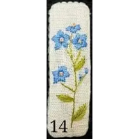 Embroidered Rectangle Hair Barrette Blue Flowers