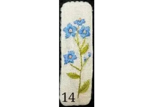  Quince Fables Embroidered Rectangle Hair Barrette Blue Flowers 