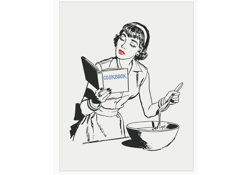  Fridgedoor Mid-Century Modern Cookbook Woman Magnet 