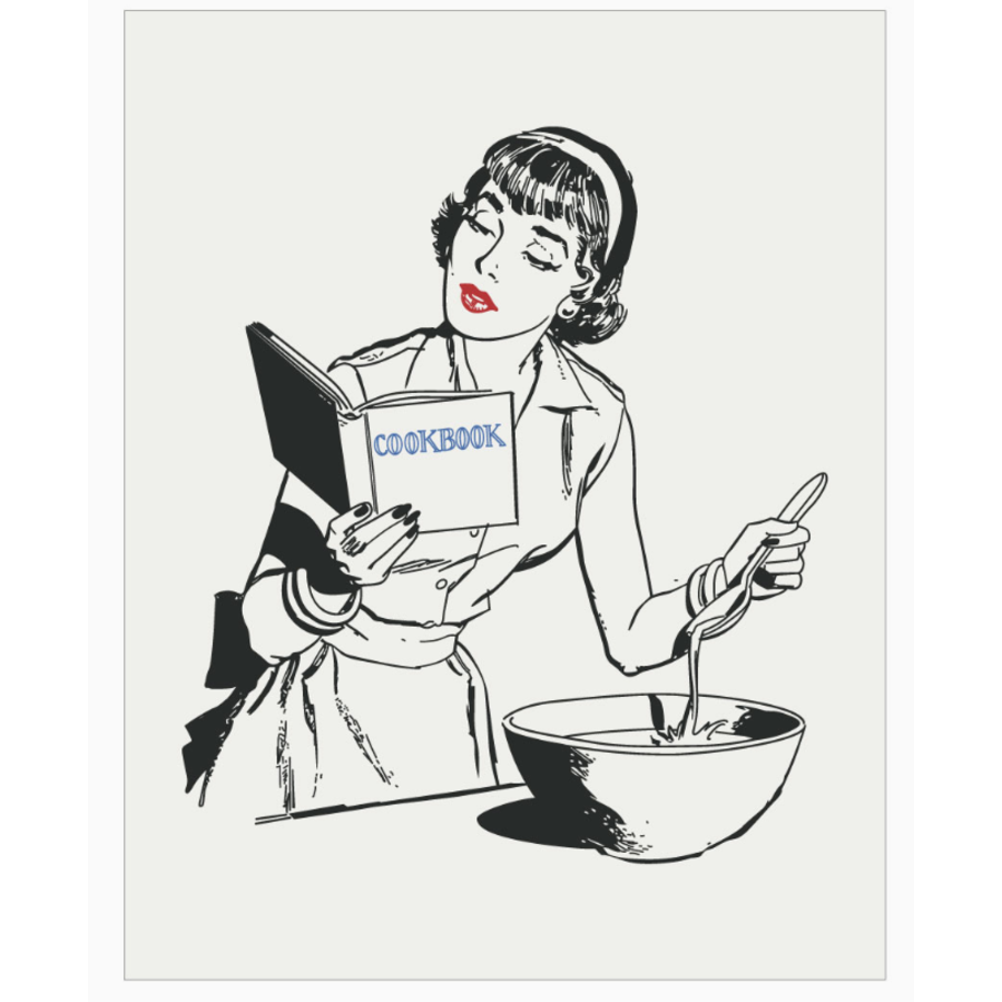 Mid-Century Modern Cookbook Woman Magnet