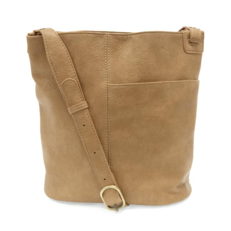 Vegan Leather Slip Pocket Bucket Bag