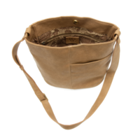 Vegan Leather Slip Pocket Bucket Bag