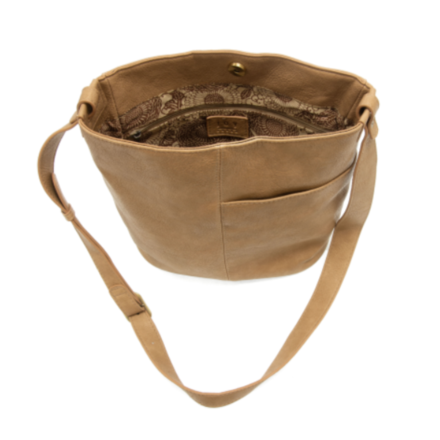 Vegan Leather Slip Pocket Bucket Bag
