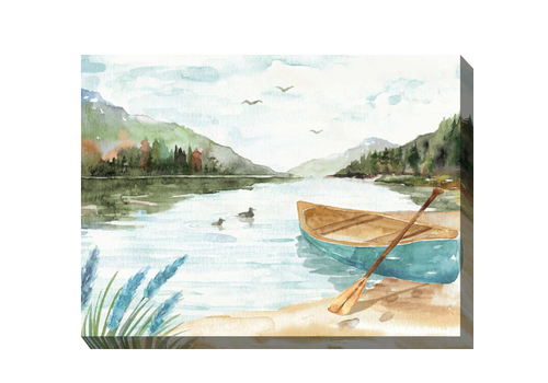 West of the Wind 40x30 Outdoor Art Blue Canoe   West of the Wind 40x30 Outdoor Art Blue Canoe