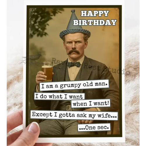  Raven's Rest Studio Gotta Ask My Wife Birthday Card 