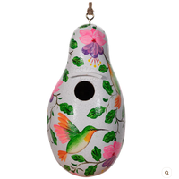 Hummingbirds Painted Gourd Birdhouse