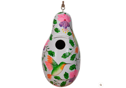 Lucuma Designs Hummingbirds Painted Gourd Birdhouse   Lucuma Designs Hummingbirds Painted Gourd Birdhouse