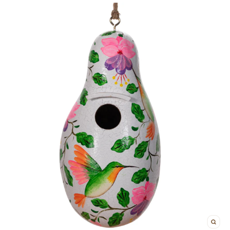 Hummingbirds Painted Gourd Birdhouse
