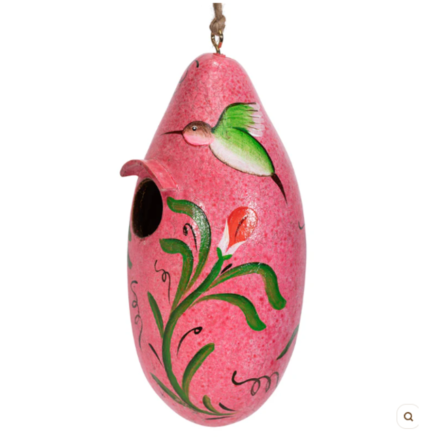 Hummingbirds Painted Gourd Birdhouse