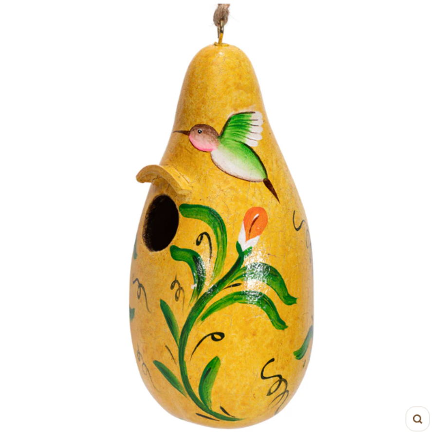 Hummingbirds Painted Gourd Birdhouse