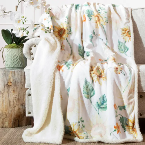 Carstens Inc Sunflower Plush Sherpa Throw 54" x 68"   Carstens Inc Sunflower Plush Sherpa Throw 54" x 68"